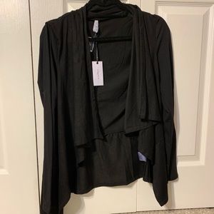 Black open front cardigan